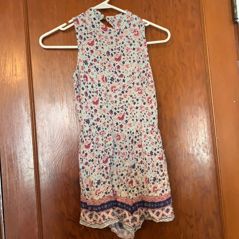 floral high-neck romper